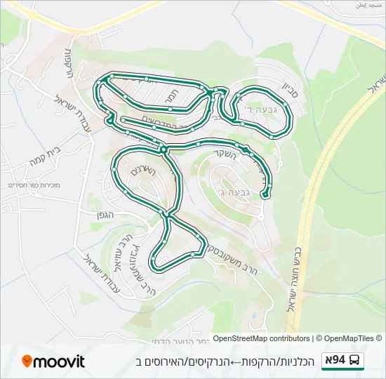 94א Bus Line Map