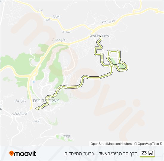 מפת המסלול של קו  23