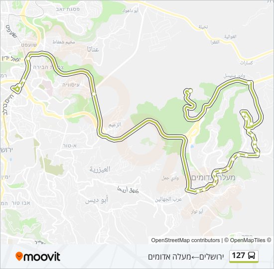 מפת המסלול של קו  127