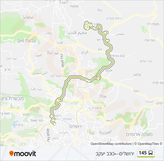 מפת המסלול של קו  145