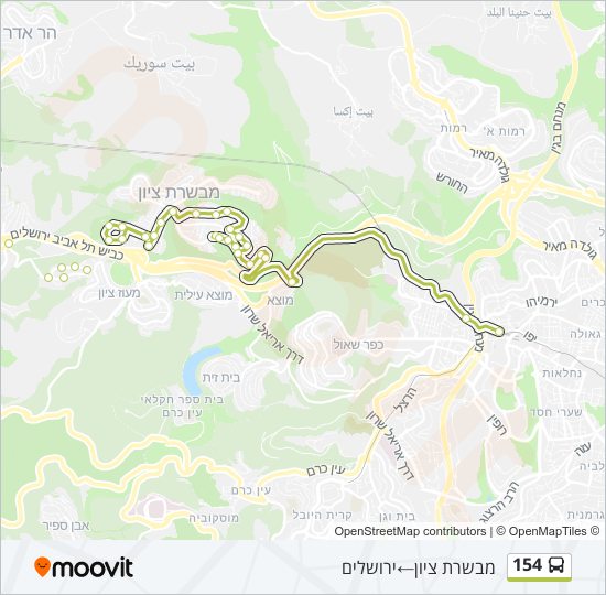 מפת המסלול של קו  154