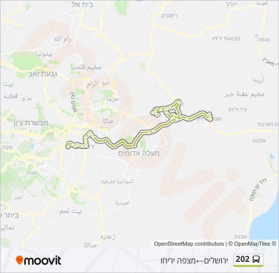 מפת המסלול של קו 202 מפת המסלול של קו 202