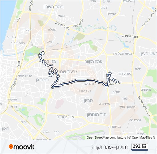 מפת המסלול של קו  292