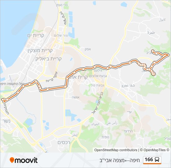 166 bus Line Map