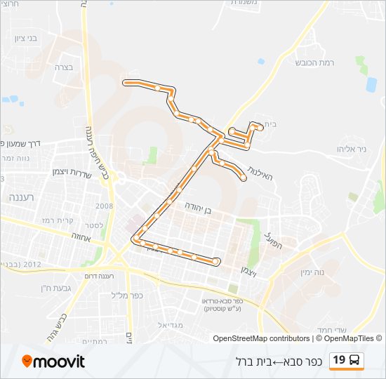 מפת המסלול של קו  19