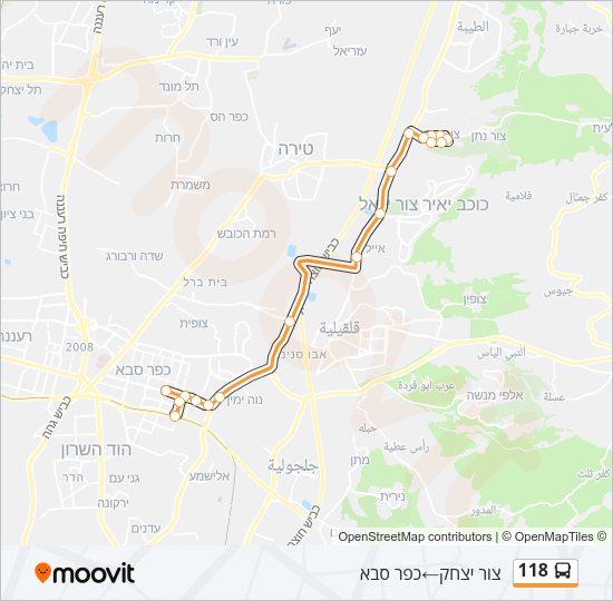 מפת המסלול של קו  118