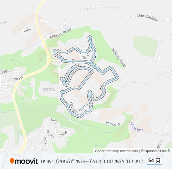 מפת המסלול של קו  54