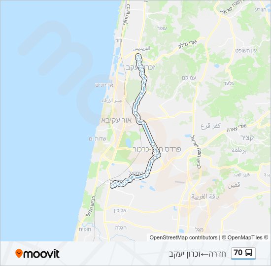 מפת המסלול של קו  70