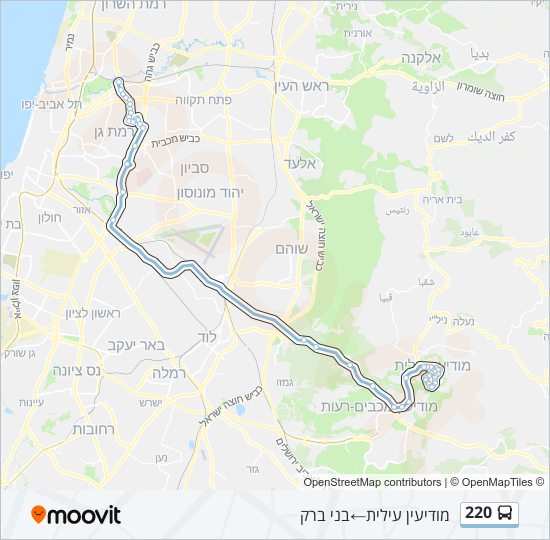 מפת המסלול של קו  220