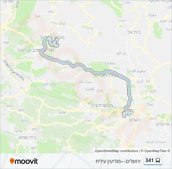 מפת המסלול של קו  341