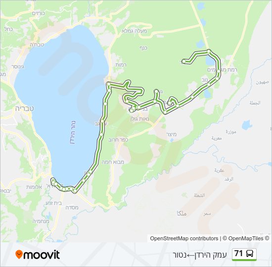 מפת המסלול של קו  71