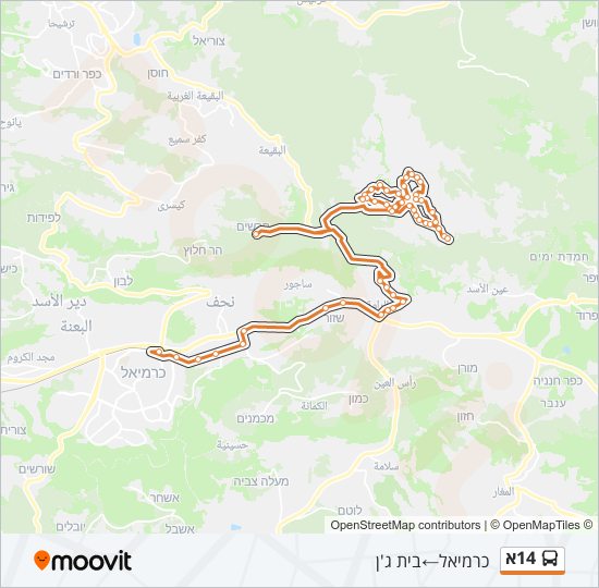 14א bus Line Map