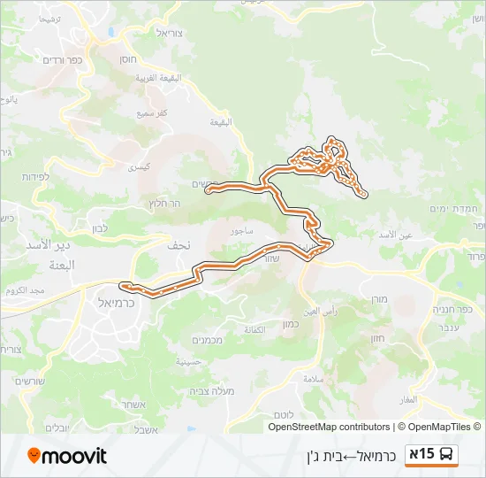 15א Bus Line Map