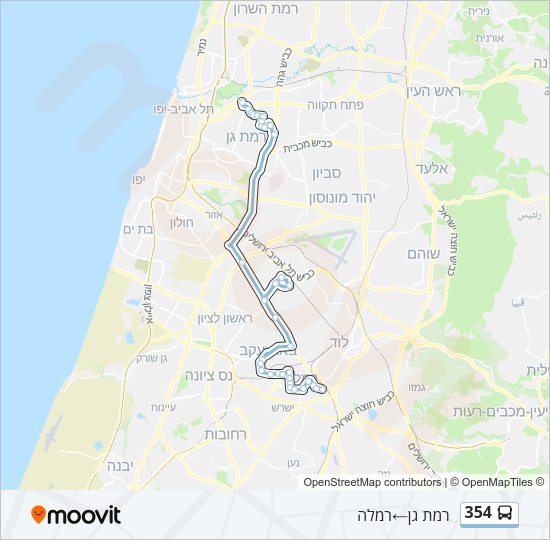 מפת המסלול של קו  354