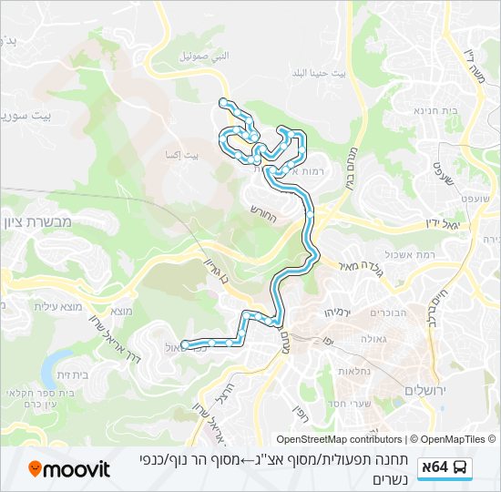 Автобус 64א: карта маршрута
