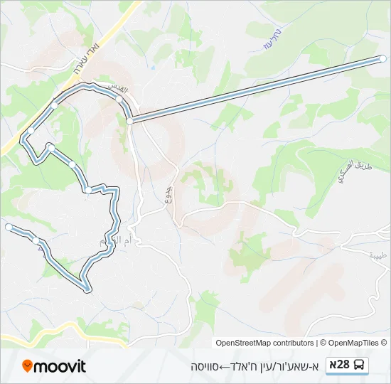 Автобус 28א: карта маршрута