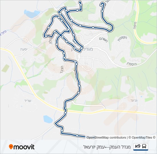 Автобус 9א: карта маршрута