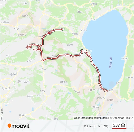 מפת המסלול של קו  537