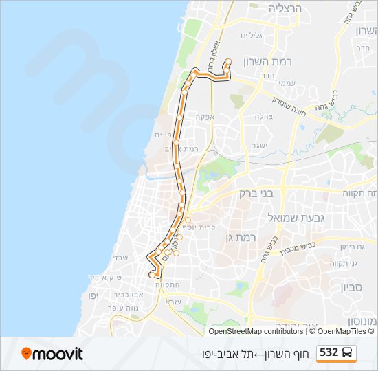 מפת המסלול של קו  532