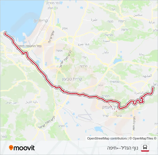 Автобус 332 - ♿ ניתן להנגשה בהזמנה מראש: карта маршрута