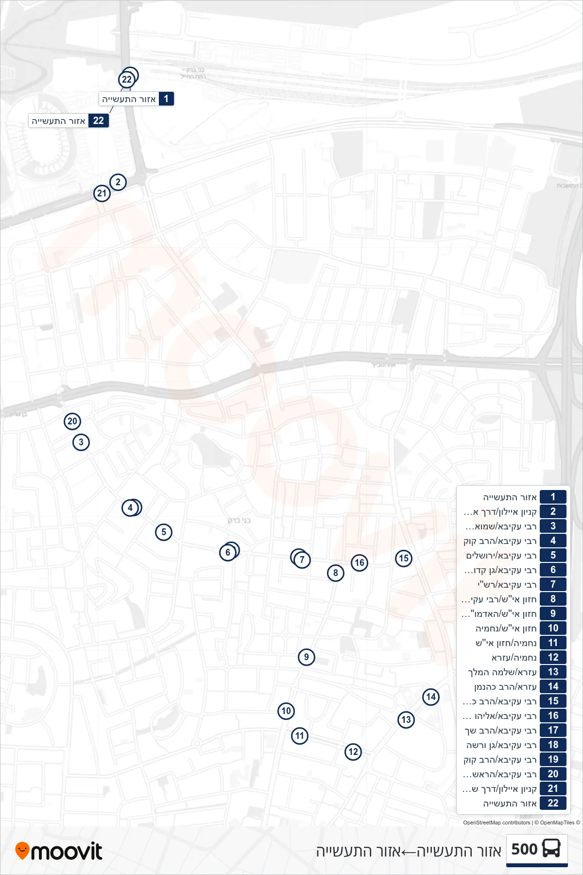 500 bus Line (Industrial Zone‎→Industrial Zone) route and stops on a map