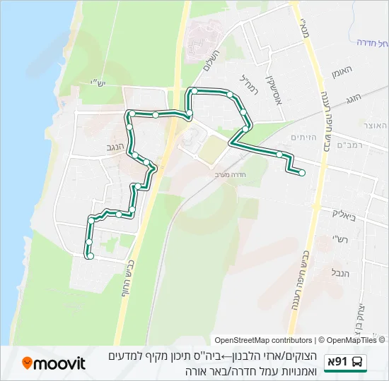 91א Bus Line Map