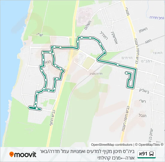Автобус 91א: карта маршрута