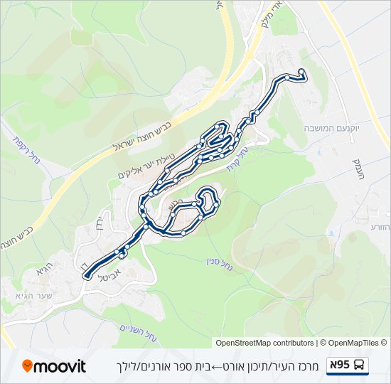 Автобус 95א: карта маршрута