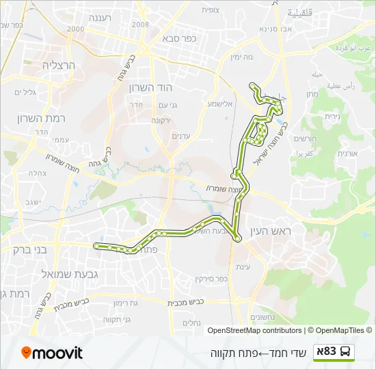 83א Bus Line Map