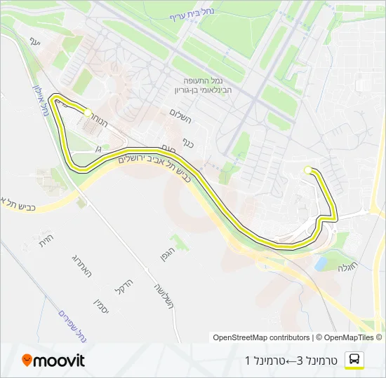 Автобус שאטל נתב"ג: карта маршрута