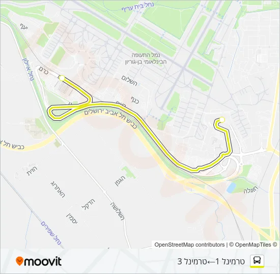 Автобус שאטל נתב"ג: карта маршрута