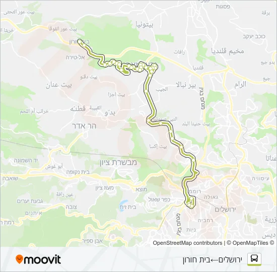 Автобус 135 - הנגשה בהזמנה מראש ♿: карта маршрута
