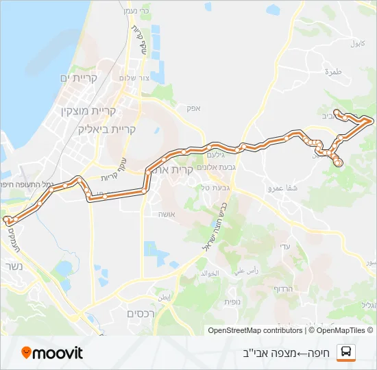 Автобус 166 - הנגשה בהזמנה מראש ♿: карта маршрута
