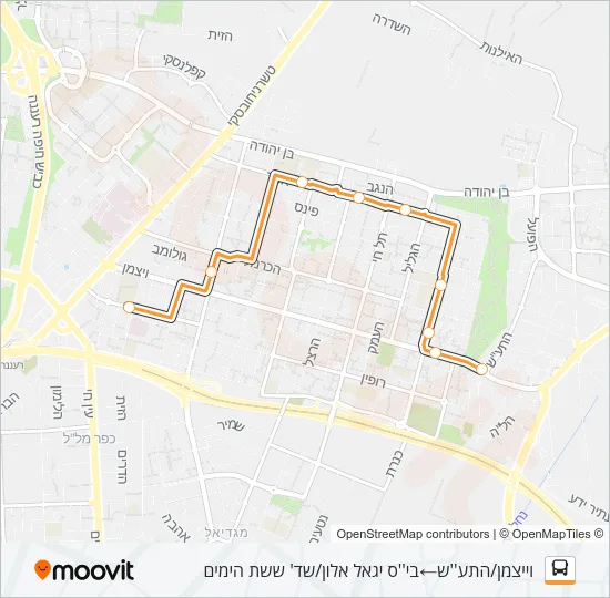Автобус 91 - הנגשה בהזמנה מראש ♿: карта маршрута
