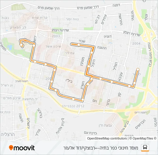 Автобус 97 - הנגשה בהזמנה מראש ♿: карта маршрута