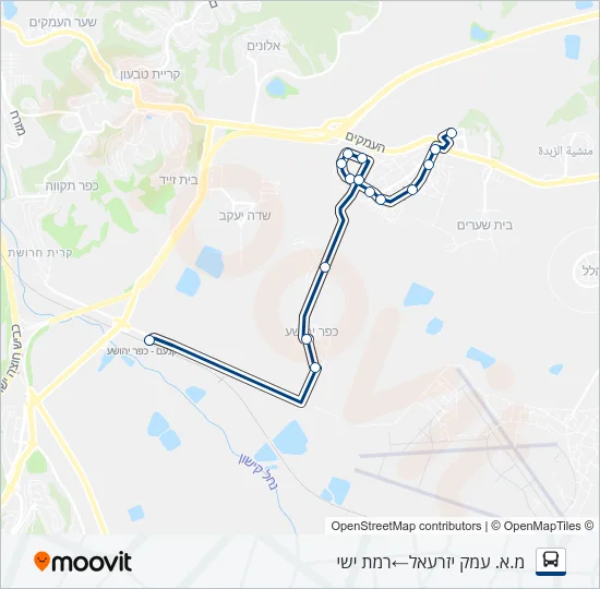 Автобус 22 - הנגשה בהזמנה מראש ♿: карта маршрута