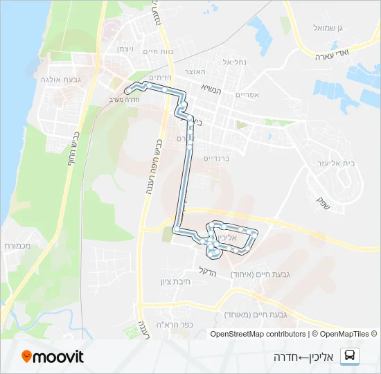 Автобус 54א - הנגשה בהזמנה מראש ♿: карта маршрута