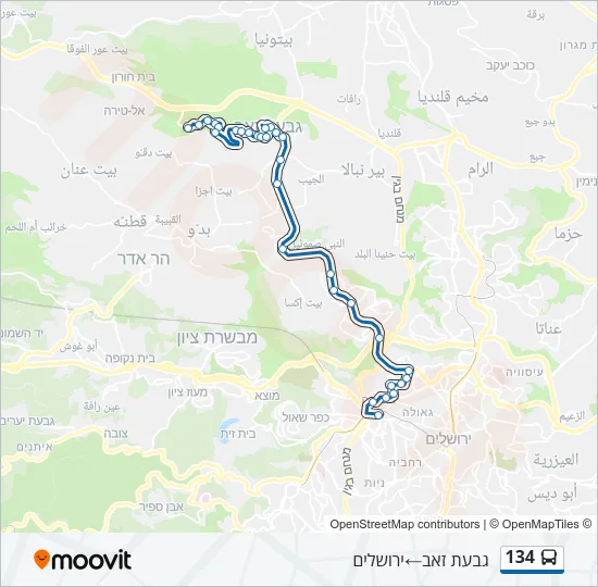 134 Bus Line Map