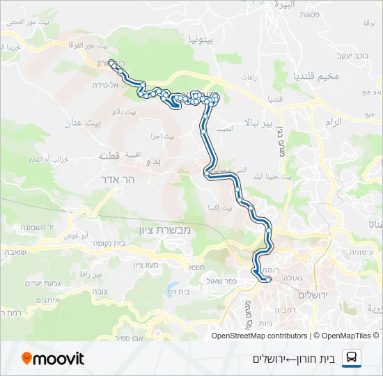Автобус 135 - הנגשה בהזמנה מראש ♿: карта маршрута