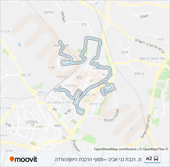 Автобус 2א: карта маршрута