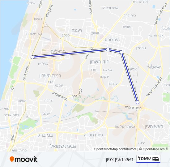 Маршрутка שאטל: карта маршрута