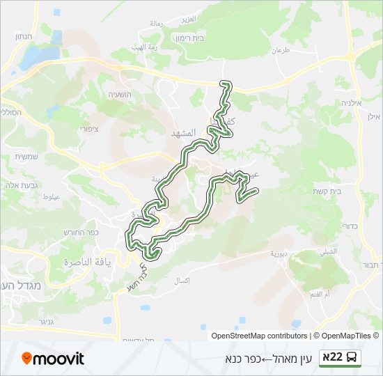 Автобус 22א: карта маршрута