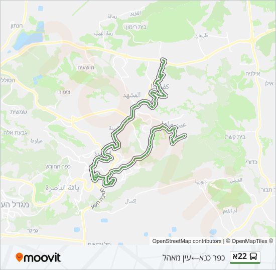 Автобус 22א: карта маршрута