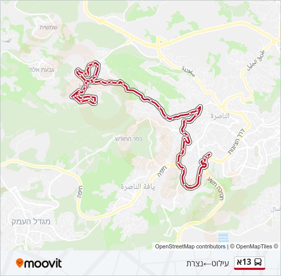 13א Bus Line Map
