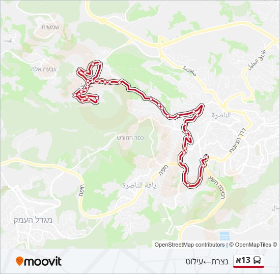 13א Bus Line Map