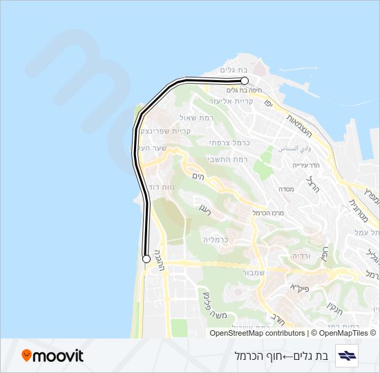 בת גלים - חוף הכרמל Israel Railways Line Map