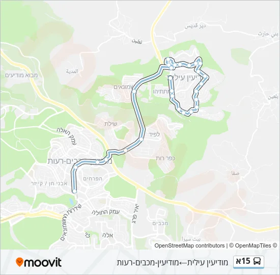 Автобус 15א: карта маршрута