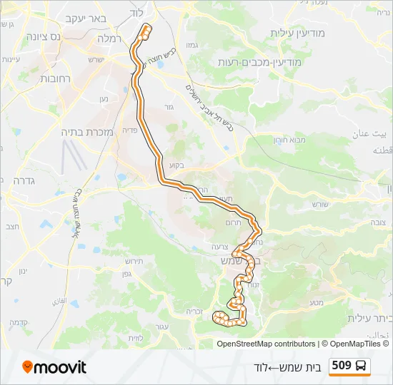 מפת המסלול של קו  509