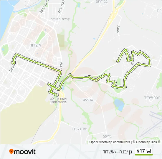 Автобус 17א: карта маршрута
