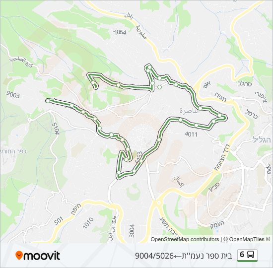 מפת המסלול של קו  6